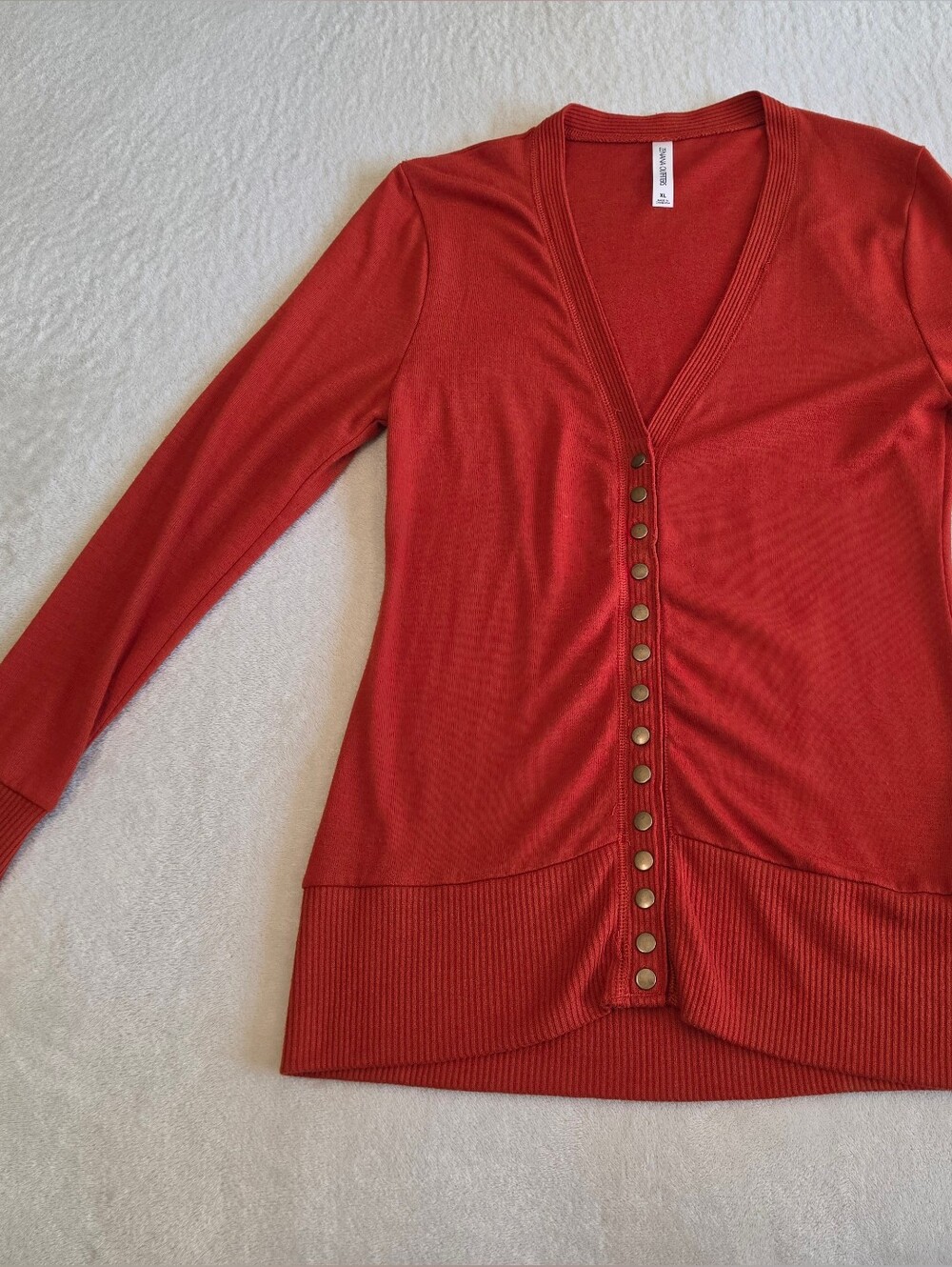 Zenana Outfitters Rust Button-Front V-Neck Cardigan